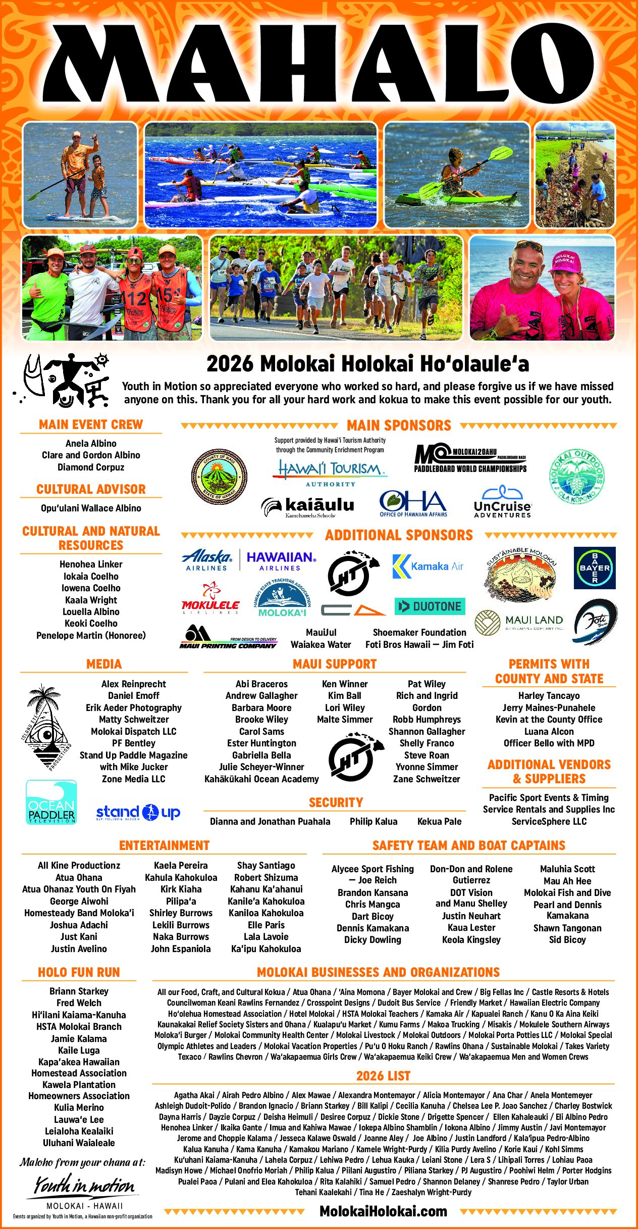 Molokai Holokai 2026 Mahalo Molokai Dispatch FP